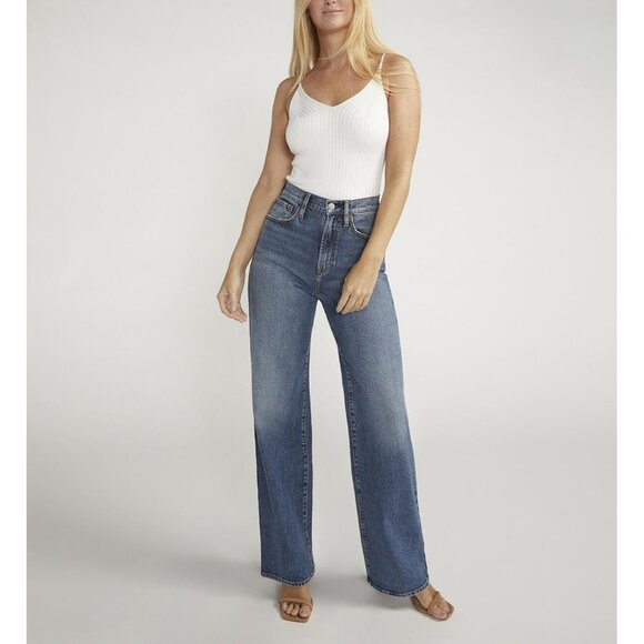 Silver Jeans Co Highly Desirable High Rise Trouser Jeans in Blue - Picture 2 of 5